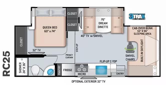 26' 2020 Thor Quantum RC25 w/Slide Floorplan