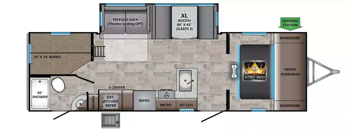 31' 2023 Keystone Sunset Trail 272BH w/Slide - Bunk House Floorplan