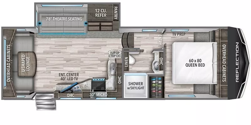 29' 2022 Grand Design Reflection 260RD w/Slide Floorplan