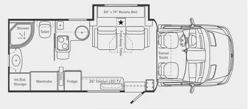 25' 2013 Leisure Travel Unity 24MB w/Slide Floorplan