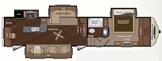 39' 2015 Keystone Montana 3735MK w/4 Slides Floorplan