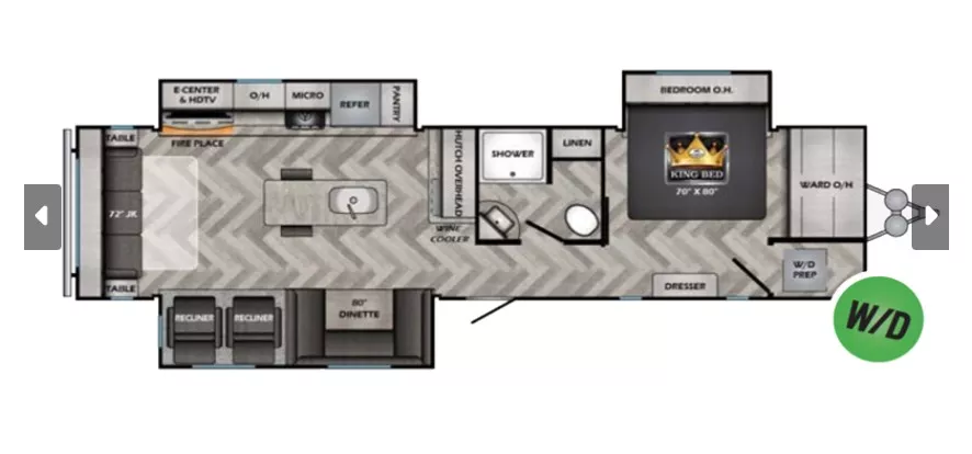 38' 2024 Crossroads Fun Time Series 340JM w/3 Slides Floorplan
