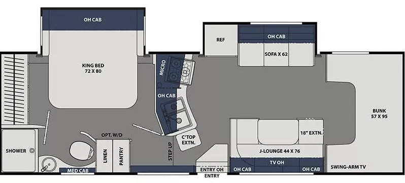 30' 2021 Coachmen Freelander 29KB w/2 Slides Floorplan