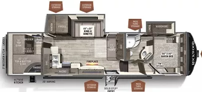 36' 2021 Forest River Rockwood Ultra Lite 2891BH w/2 Slides Floorplan