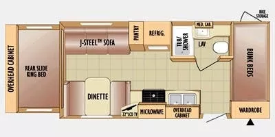 23' 2010 Jayco Jay Feather 213EXP w/Slide - Bunk House Floorplan