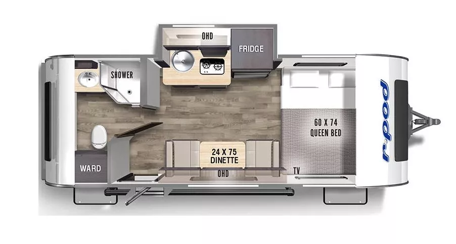 21' 2023 Forest River R-Pod 180 w/Slide Floorplan