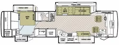 36' 2009 Tiffin Phaeton 36QSH 360hp Cummins w/4 Slides Floorplan
