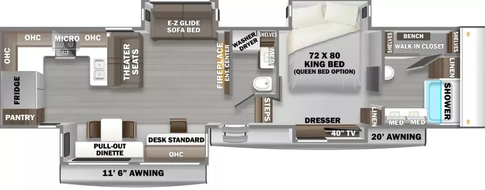 42' 2025 Forest River Riverstone 39RKFB w/4 Slides Floorplan