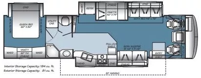 38' 2007 Fleetwood Bounder 38P w/3 Slides Floorplan