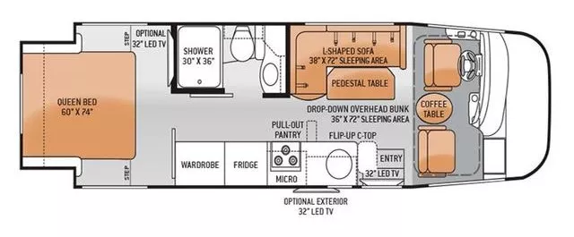 26' 2016 Thor Vegas 25.2 w/Slide Floorplan