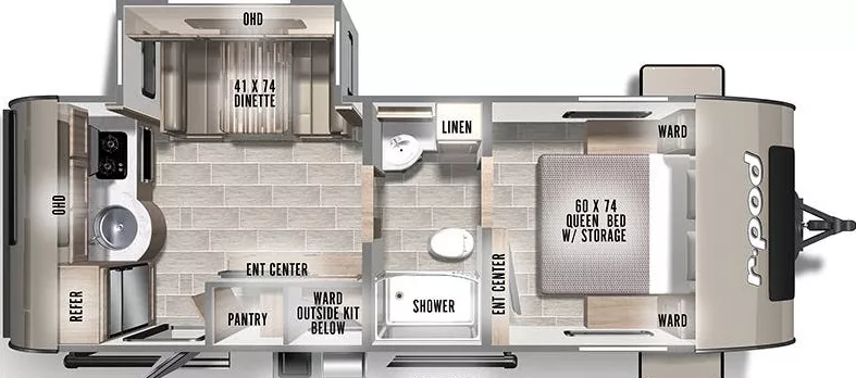 25' 2022 Forest River R-Pod 202 w/Slide Floorplan
