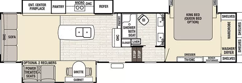 42' 2018 Forest River Cedar Creek Champagne 38EL w/3 Slides Floorplan