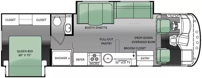 30' 2013 Thor Ace 30.1 w/2 Slides Floorplan