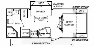 26' 2014 Skyline Koala Superlite Series 22QB w/Slide Floorplan