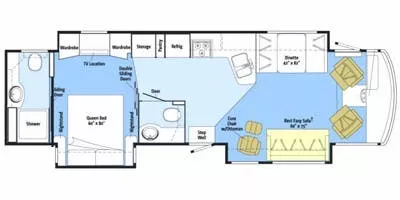 37' 2011 Winnebago Adventurer 37F w/3 Slides Floorplan