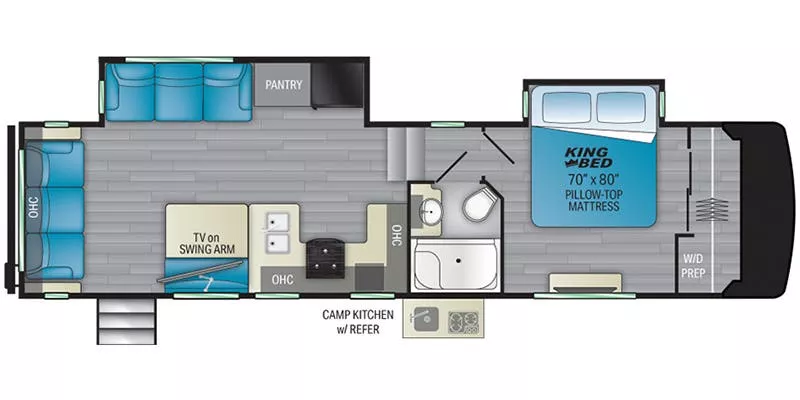 34' 2021 Heartland Milestone 317RL w/2 Slides Floorplan