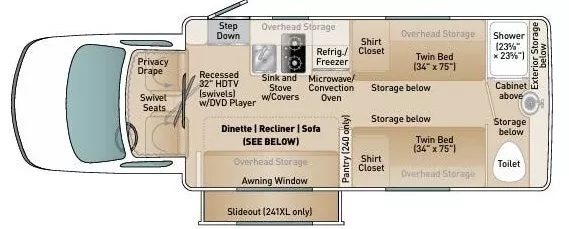 25' 2017 Coach House Platinum II 240 Floorplan
