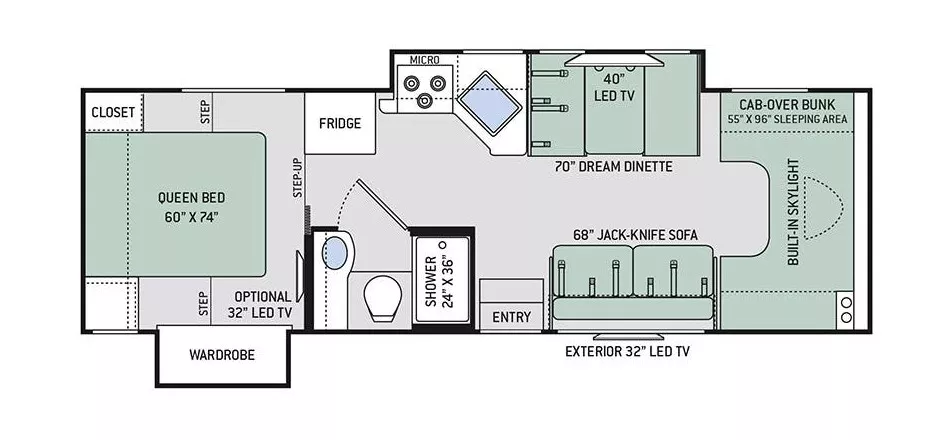 30' 2018 Thor Quantum RW28 w/2 Slides Floorplan