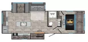 32' 2021 Crossroads Sunset Trail Super Lite 285CK w/2 Slides Floorplan