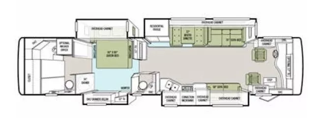 40' 2013 Tiffin Phaeton 40QBH 380hp Cummins w/4 Slides Floorplan