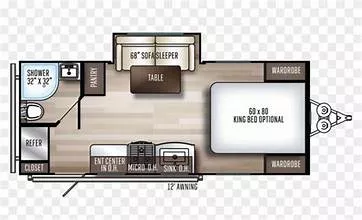 24' 2020 Palomino Solaire 205SS w/Slide Floorplan