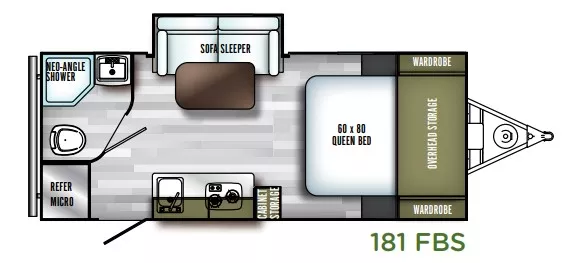 22' 2018 Forest River Real Lite by Palomino 181 w/Slide Floorplan