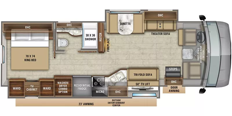 34' 2020 Jayco Precept 34G w/2 Slides Floorplan