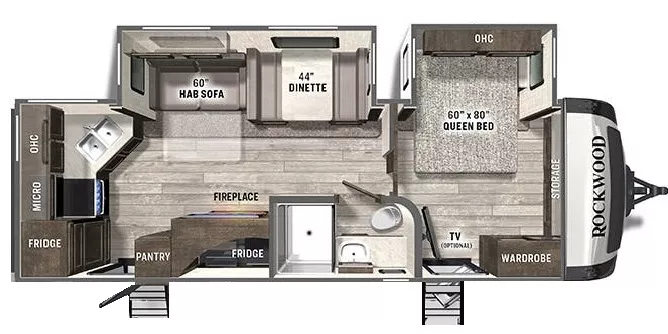 30' 2021 Forest River Rockwood Ultra Lite 2614BS w/2 Slides Floorplan