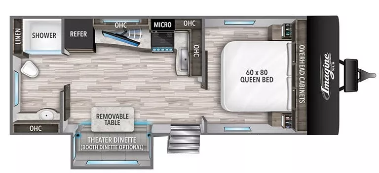 25' 2022 Grand Design Imagine 22RBE w/Slide Floorplan