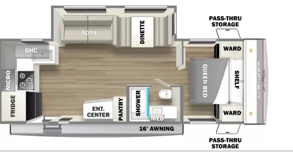 29' 2024 Primetime Avenger Le 24RKSLE w/Slide Floorplan