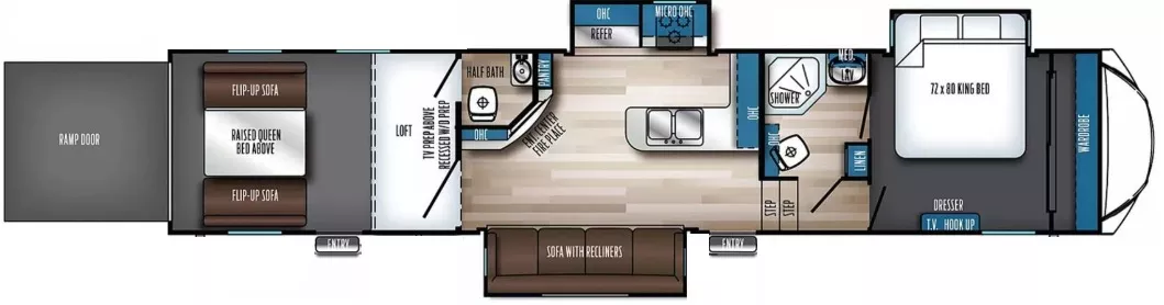 45' 2022 Forest River Rogue Armored 351G2 w/3 Slides - Toy Hauler Floorplan