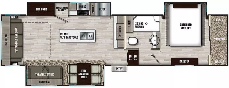 37' 2021 Coachmen Chaparral 336TSIK w/3 Slides Floorplan