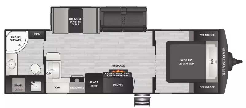 30' 2023 Keystone Bullet Ultra Lite 260RBS w/Slide Floorplan