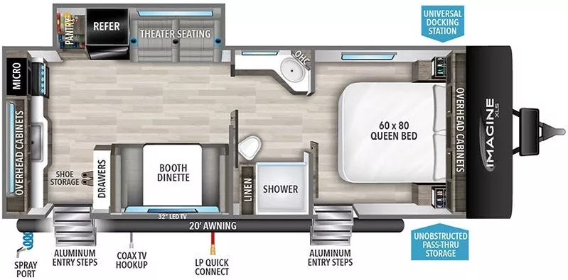 30' 2024 Grand Design Imagine Xls 23LDE w/Slide Floorplan