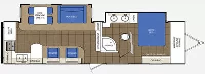 37' 2015 Forest River Lacrosse Luxury Lite 333RKS w/2 Slides Floorplan