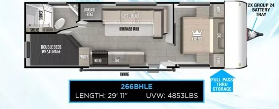 30' 2025 Forest River Salem Fsx 266BHLE Floorplan
