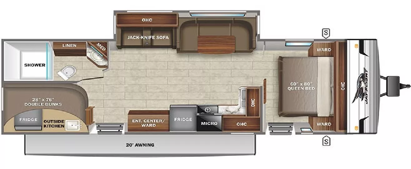 33' 2022 Jayco Jay Flight 28BHS w/Slide Floorplan