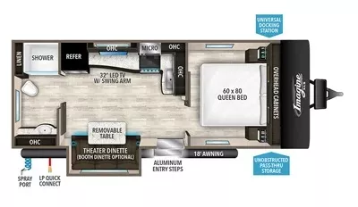 25' 2021 Grand Design Imagine 22RBE w/Slide Floorplan