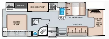 37' 2021 Thor Magnitude Super C Diesel BB35 w/Slide - Bunk House Floorplan