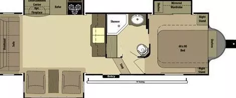 27' 2016 Highland RV Open Range Light 297RLS w/3 Slides Floorplan