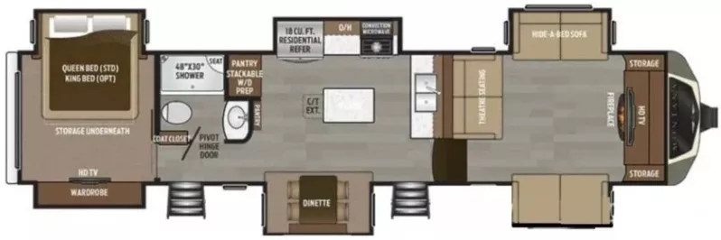39' 2017 Keystone Montana 3731FL w/6 Slides Floorplan