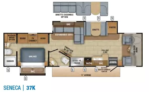 39' 2018 Jayco Seneca 37K w/2 Slides Floorplan
