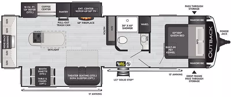 34' 2021 Keystone Outback 300ML w/2 Slides Floorplan