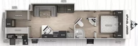36' 2022 Forest River Cherokee Grey Wolf 29TE w/Slide - Bunk House Floorplan