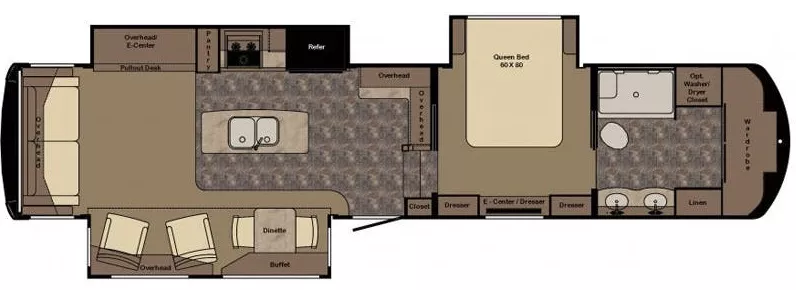 41' 2016 Thor Redwood 39MB w/3 Slides Floorplan