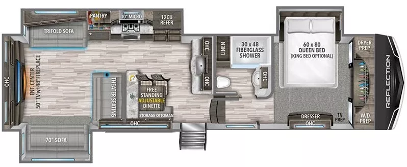 37' 2022 Grand Design Reflection 341RDS w/3 Slides Floorplan