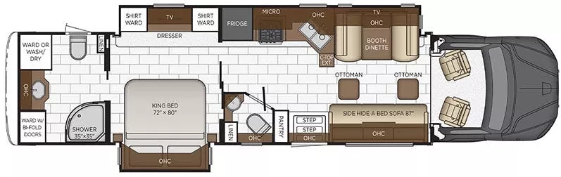 41' 2021 Newmar Super Star 4051 w/2 Slides Floorplan