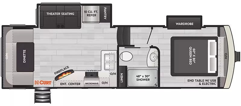 29' 2023 Keystone Arcadia Super Lite 293SLRD w/2 Slides Floorplan