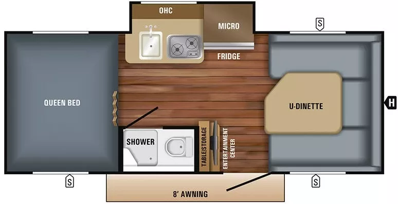 20' 2018 Jayco Hummingbird 17FD w/Slide Floorplan