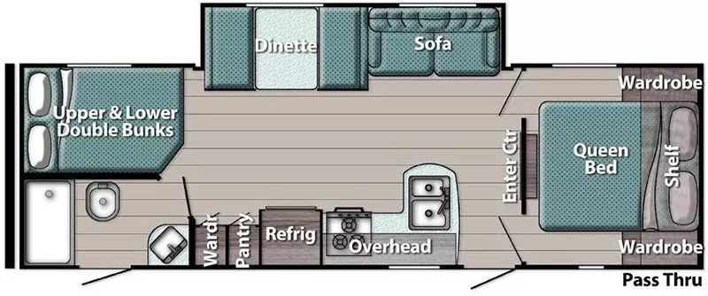 29' 2021 Gulf Stream Ameri-Lite 268BH w/Slide - Bunk House Floorplan